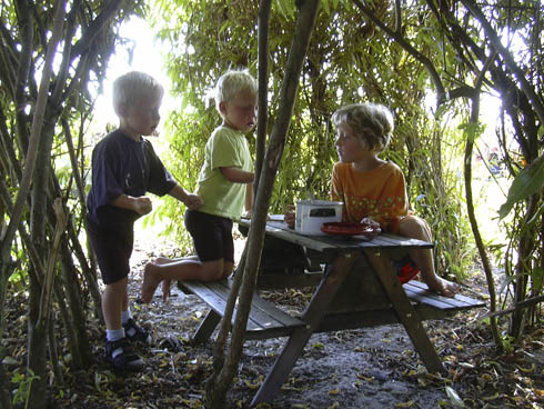Børnene leger i Den Økologiske Have