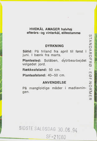 Hvidkl, Amager halvhj, Brassica oleracea </i>L. var. <i>alba