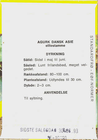 Agurk, Dansk asie, Cucumis sativus </i>L.<i>
