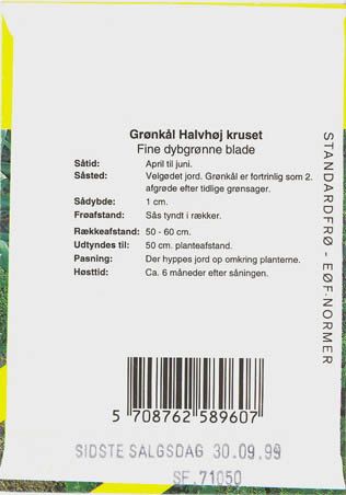 Grnkl, Halvhj kruset, Brassica oleracea </i>L. var. <i>sabellica