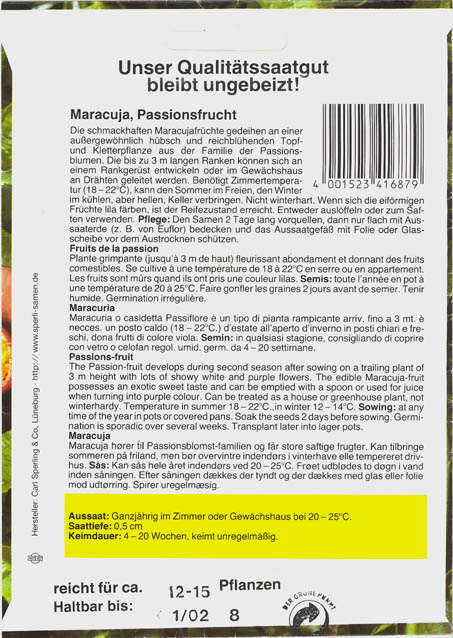 Passionsfrugt, Maracuja, Passiflora edulis